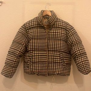 Plaid bomber jacket.